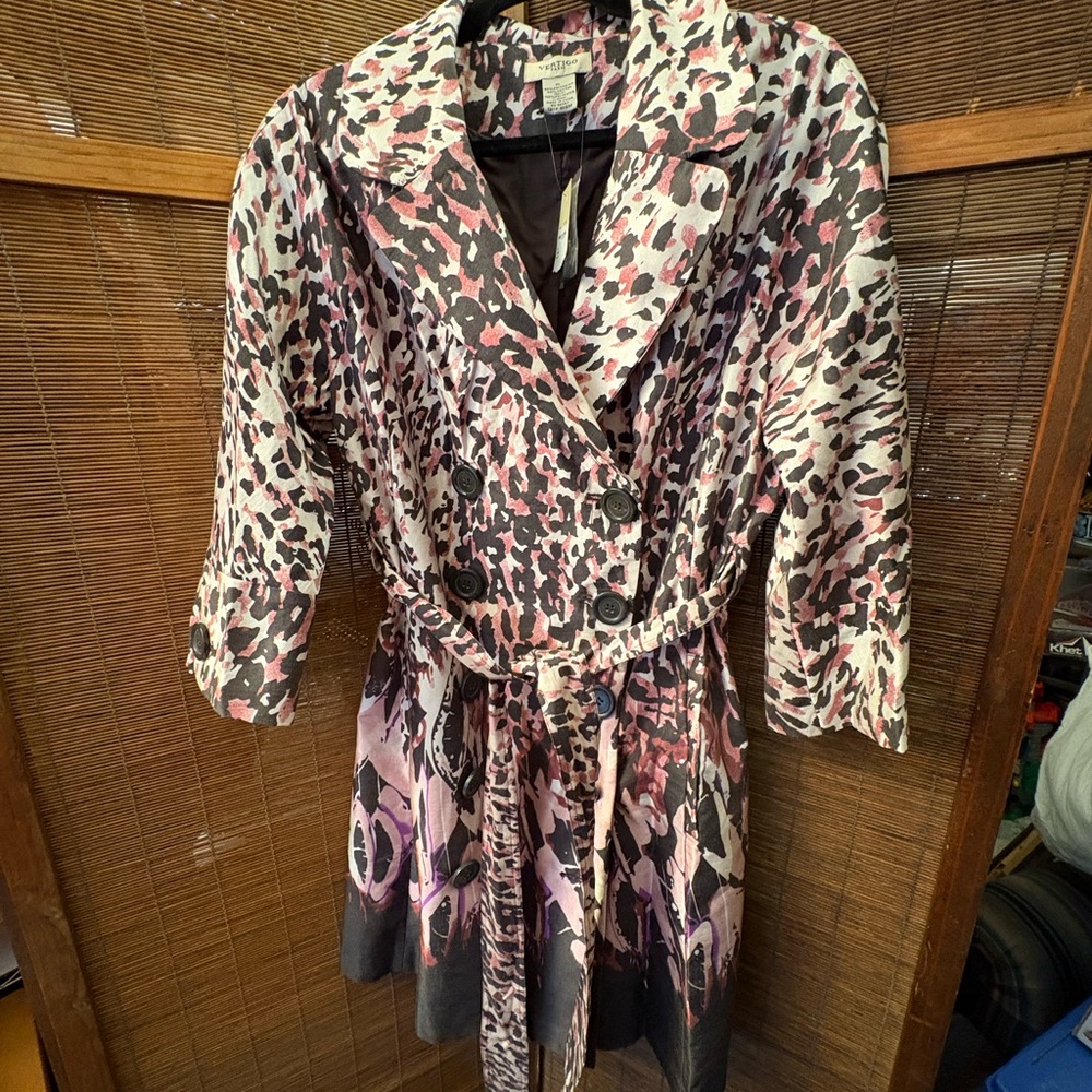 Vertigo Paris Pink and Black Animal Print Coat